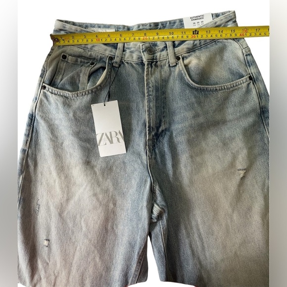Zara women’s size 30/12 HighWaist Baggy Authentic Damaged Distressed Denim Jeans - Picture 9 of 9